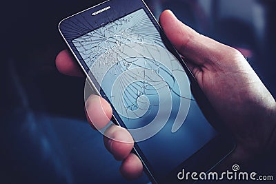 Broken Smartphone Display Stock Photo