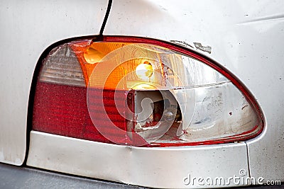 Broken tail lamp. Stock Photo