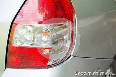 Broken tail light because accident Stock Photo