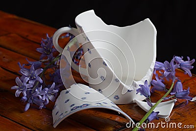 Broken tea cup Stock Photo