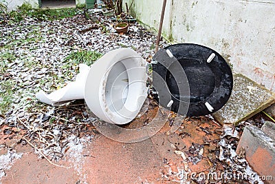 An broken toilet Stock Photo