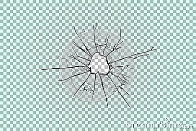 Broken transparent glass. Vector Illustration