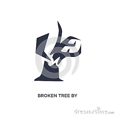 broken tree by wind icon on white background. Simple element illustration from meteorology concept Vector Illustration