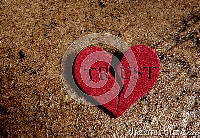 Broken trust heart Stock Photo