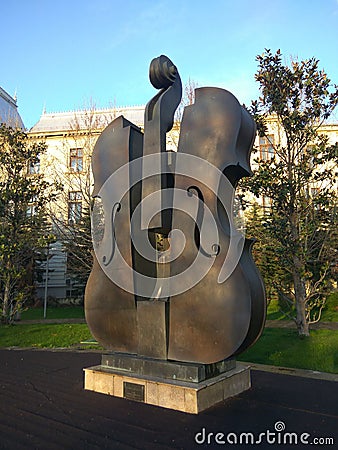 Broken Violin Fountain - Superbass Editorial Stock Photo