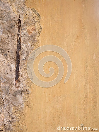 Broken wall or structure with steel bar rusted Stock Photo