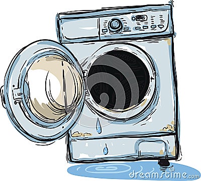 Broken washing machine Vector Illustration