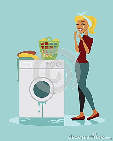 Broken washing machine Vector Illustration