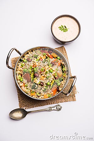 Daliya upma or broken wheat upma Stock Photo