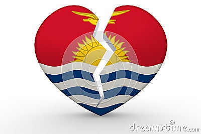 Broken white heart shape with Kiribati flag Stock Photo