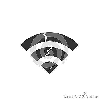 Broken wifi sugnal, No signal, bad antenna, no wifi, no wireless connection. Stock vector illustration isolated on white Vector Illustration
