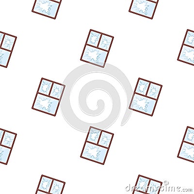 Broken window icon in cartoon style isolated on white background. Trash and garbage pattern stock vector illustration. Vector Illustration