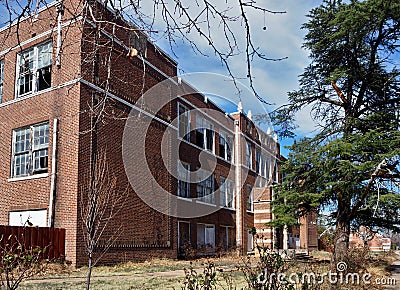 Abandoned Old Coleman High School in Coleman, Texas Stock Photo