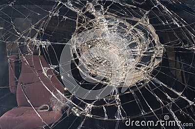 Broken windshield Stock Photo