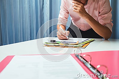 Broker business real estate agent working hard in the office, hi Stock Photo