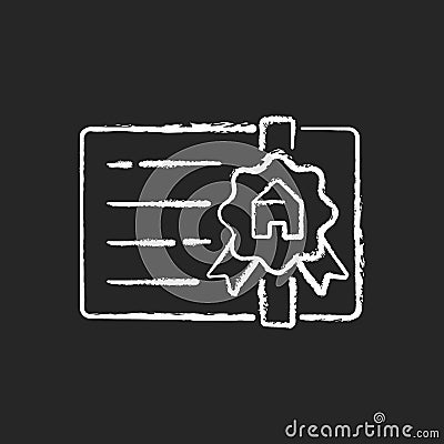 Broker's license chalk white icon on black background Vector Illustration