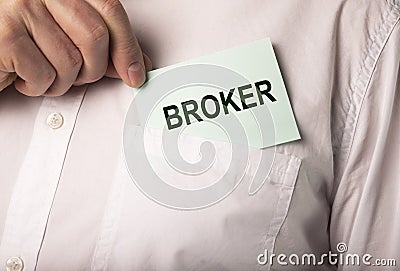 Broker word. Choosing agent for investing concept Stock Photo