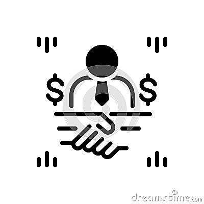 Black solid icon for Brokerage, broking and mediation Vector Illustration