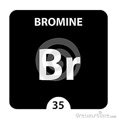 Bromine Br chemical element. Bromine Sign with atomic number. Chemical 35 element of periodic table. Periodic Table of the Stock Photo