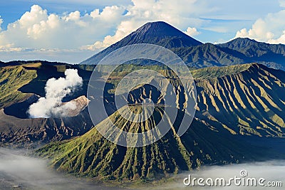 Bromo Mountain in Tengger Semeru National Park Stock Photo