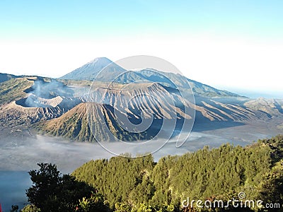 Bromo mountains from penanjakan morning view Stock Photo