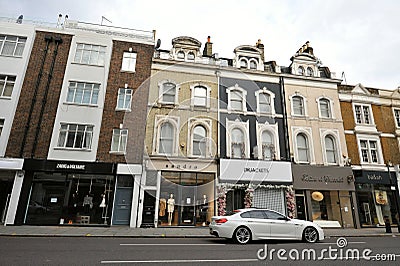 Brompton Road in London with closed shops due to the corona virus covid pandemic lockdown Editorial Stock Photo