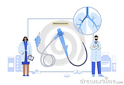 Bronchoscopy procedure concept Vector Illustration