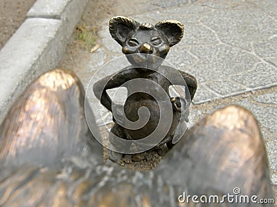 Bronozvy mouse - the monument of the Chess King. Ulan-Ude. Buryatia. Stock Photo