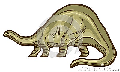 Brontosaurus dinosaur - hand drawn vector illustration Cartoon Illustration