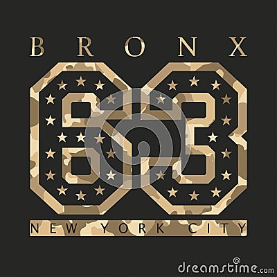 Bronx, New York. Design clothes with camouflage, t-shirts. Sports Vector Illustration