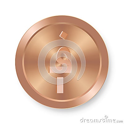 Bronze Afghani coin Concept of internet web currency Vector Illustration