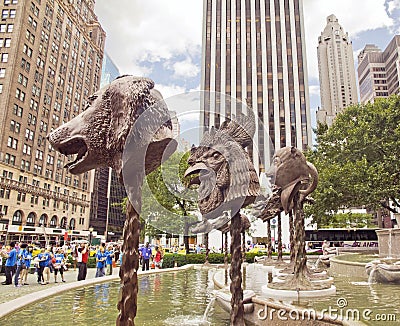 Bronze animals heads. Editorial Stock Photo