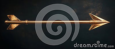 Bronze Arrow Gleaming A Golden Pointer Amidst Deep Shadows Symbolizing Guidance Precision and Direction Against a Stock Photo