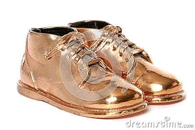 Bronze Baby Shoes Stock Photo