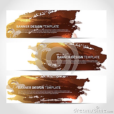 Bronze banners watercolor imitation background Vector Illustration