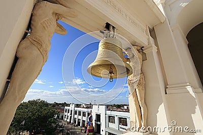 Bronze bell, Leon Cathedral, Nicaragua. Stock Photo