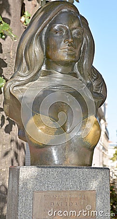 Bronze bust of singer, actress Dalida Editorial Stock Photo