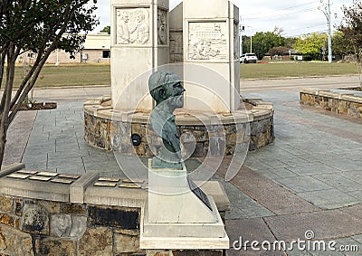 Bronze bust of William Letchworth Hurst at Heritage Village Historic Plaza in Hurst, Texas. Editorial Stock Photo