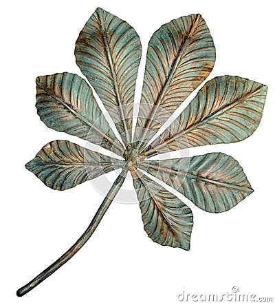 Bronze chestnut leaf. Stock Photo