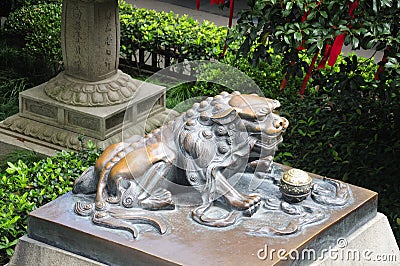 Bronze Chinese Lion Stock Photo