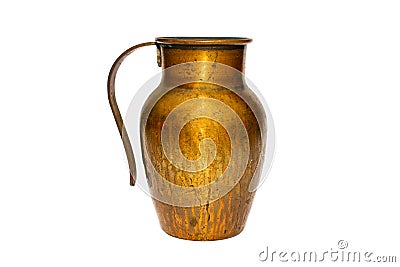 Bronze / copper jug / pot on white background Stock Photo