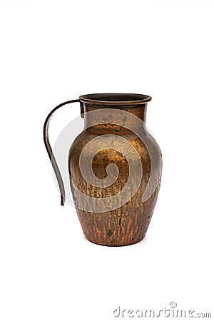 Bronze / copper jug / pot on white background Stock Photo