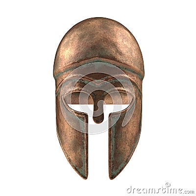 Bronze Corinthian Helmet On White Background. 3D Illusration, isolated Stock Photo