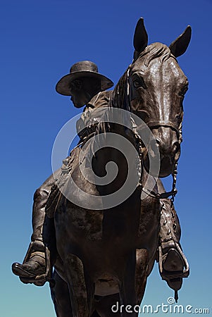 Bronze Cowboy Stock Photo