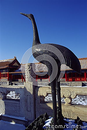 Bronze crane Stock Photo