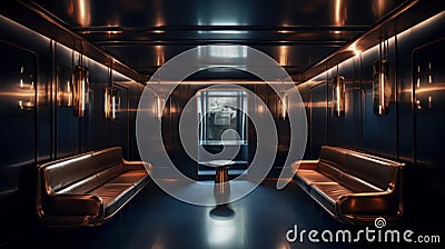 Bronze & Dark Navy Blue: Award-Winning Futuristic Luxury Interior Desig Stock Photo