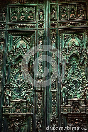 Bronze Door Duomo Cathedral Florence Italy Stock Photo