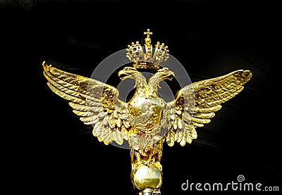 Bronze Double-headed eagle - Emblem of Russian Empire Stock Photo