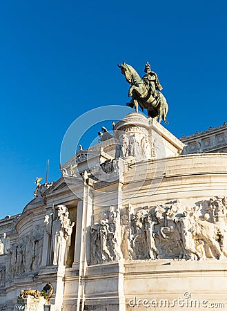 Bronze equestrian statue of the king of Italy Stock Photo