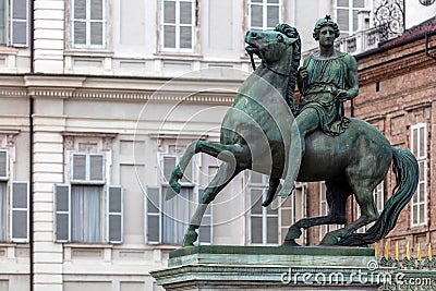 Bronze equestrian statue of Pollux Stock Photo